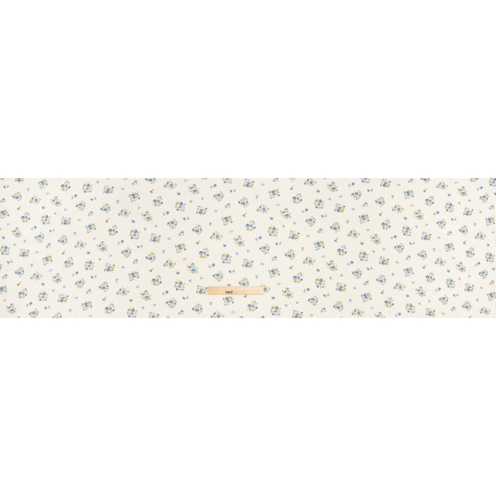 Sustainable Viscose Crepe Print - Steel Blue, Lilac Purple and Cream Floral - Designer Deadstock - Full