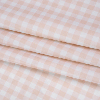Stretch Econyl Nylon Jersey Print - Light Blush Pink Gingham - Designer Deadstock
