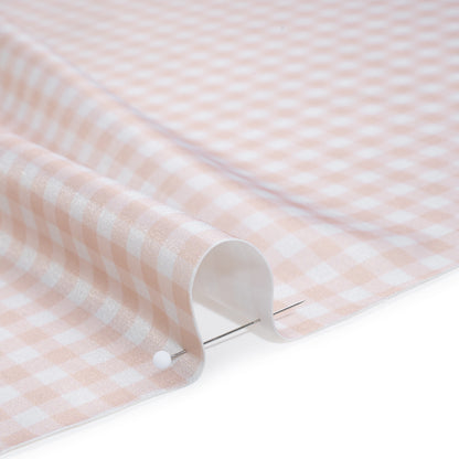 Stretch Econyl Nylon Jersey Print - Light Blush Pink Gingham - Designer Deadstock