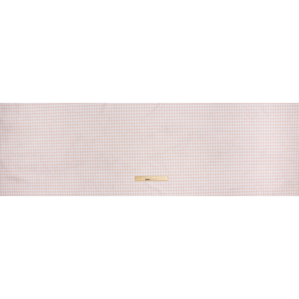 Stretch Econyl Nylon Jersey Print - Light Blush Pink Gingham - Designer Deadstock - Full