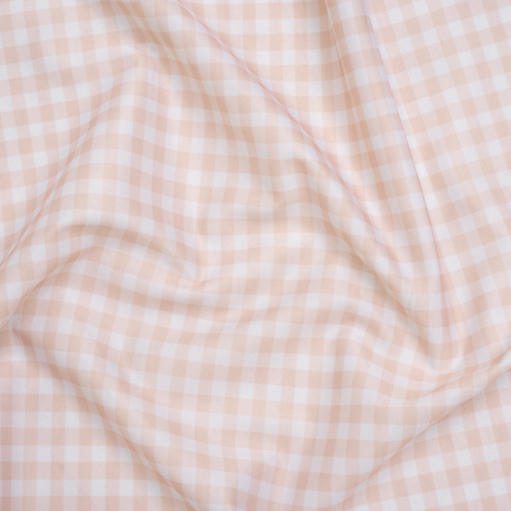 Stretch Econyl Nylon Jersey Print - Light Blush Pink Gingham - Designer Deadstock