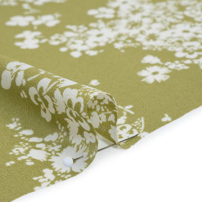 Viscose Georgette Print by The Reformation - Light Pistachio Green and White Floral - Deadstock