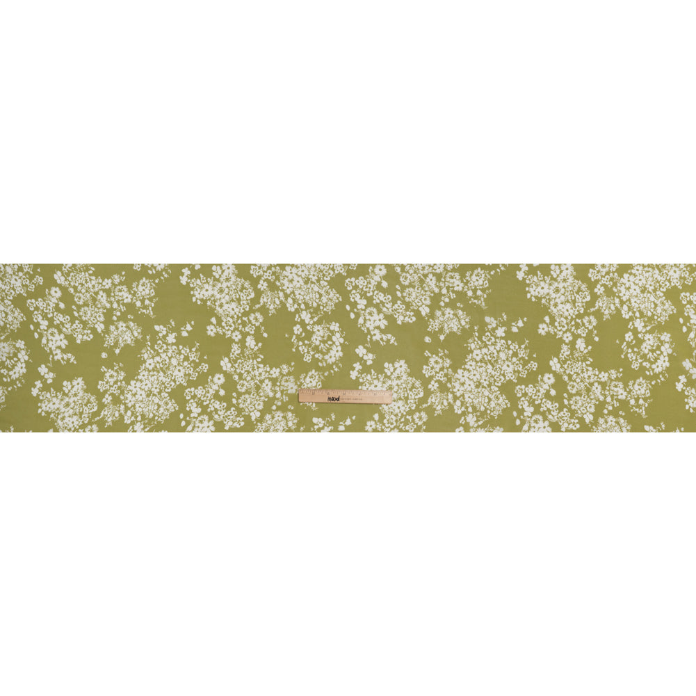 Viscose Georgette Print by The Reformation - Light Pistachio Green and White Floral - Deadstock - Full