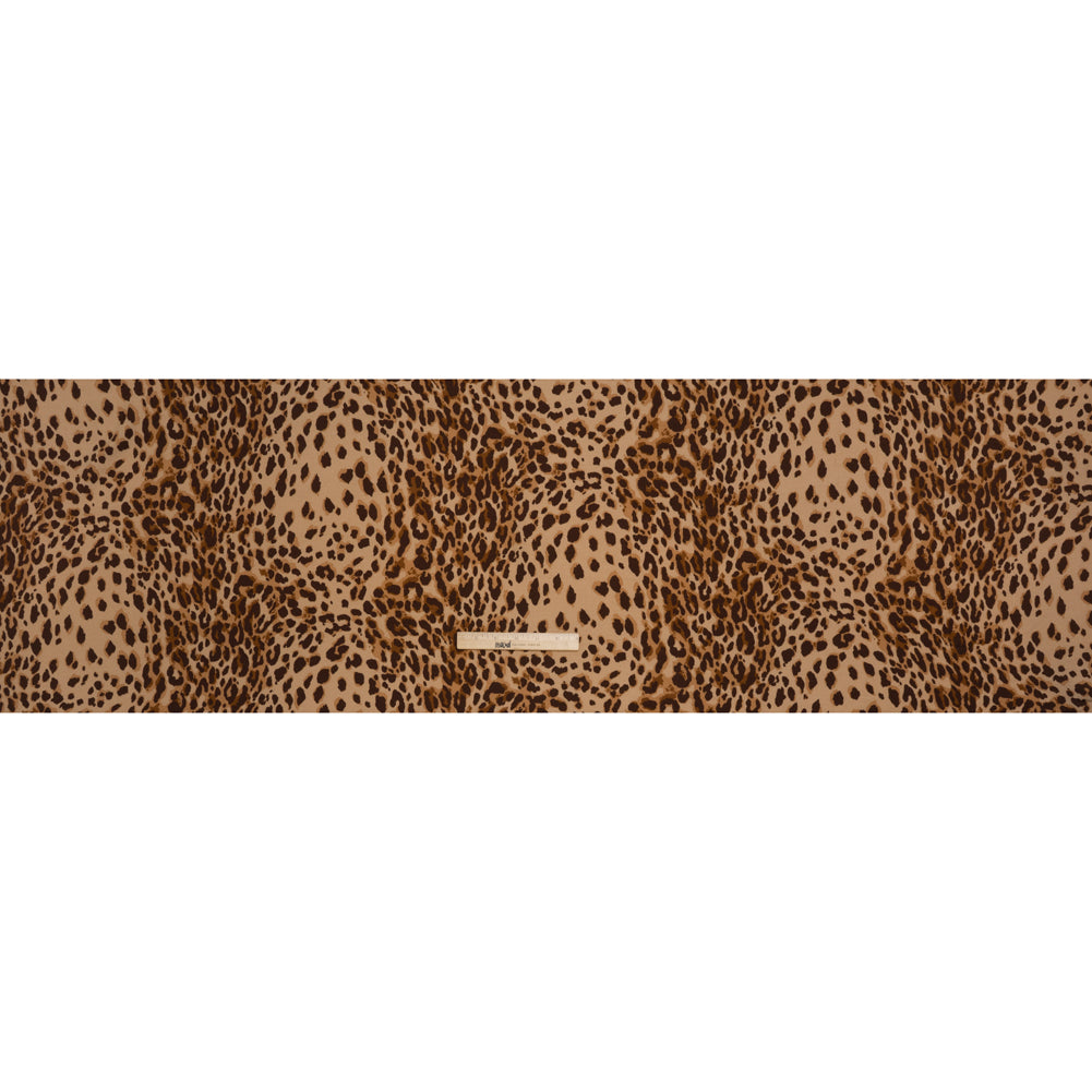Sustainable Viscose Crepe Print - Chocolate Brown and Toffee Tan Leopard Spots - Designer Deadstock - Full