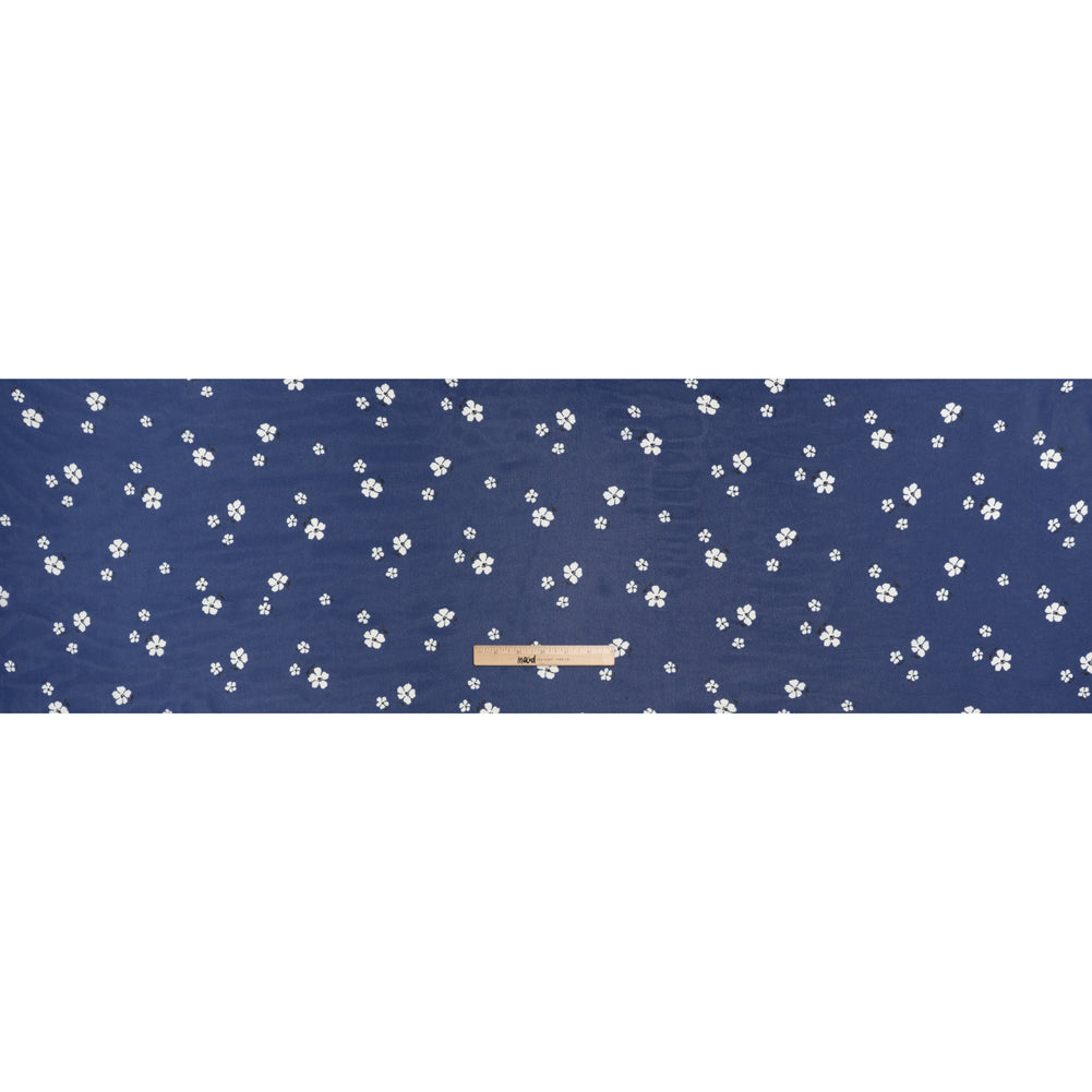 Viscose Georgette Print by The Reformation -Navy Blue and White Floral - Deadstock - Full