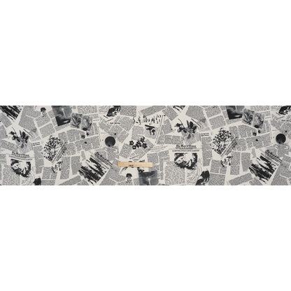 Viscose Georgette Print - Black and Off White Newspaper Print - Designer Deadstock