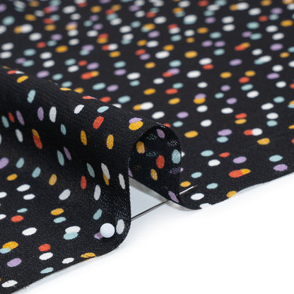 Viscose Georgette Print - Candy Red, Turquoise Blue and Lilac Purple Speckled Confetti Dots - Designer Deadstock