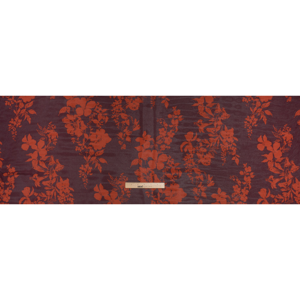 Viscose Georgette Print by The Reformation - Deep Scarlet Red and Mulberry Purple Floral - Deadstock - Full