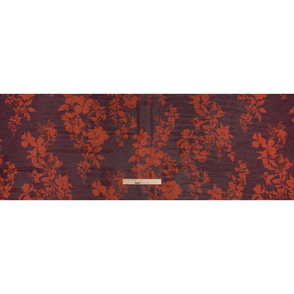 Viscose Georgette Print by The Reformation - Deep Scarlet Red and Mulberry Purple Floral - Deadstock