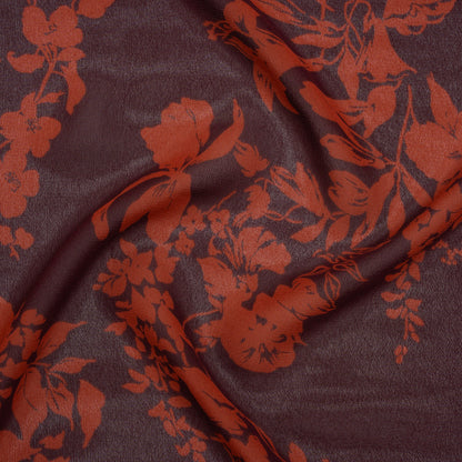 Viscose Georgette Print by The Reformation - Deep Scarlet Red and Mulberry Purple Floral - Deadstock