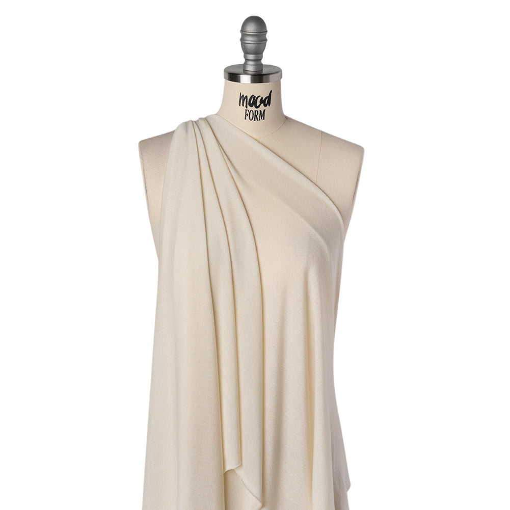 Stretch Tencel Sweater Knit - Eggshell - Designer Deadstock - Drape