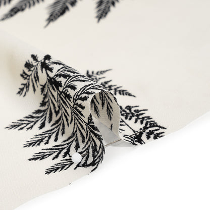 Viscose Georgette Print - Soft Black and Light Cream Foliage - Designer Deadstock