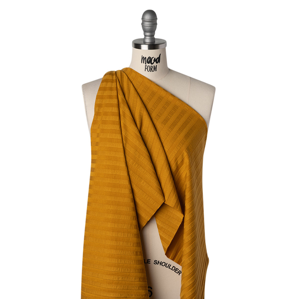 Stretch Tencel Rib Knit - Golden Yellow - Designer Deadstock - Drape