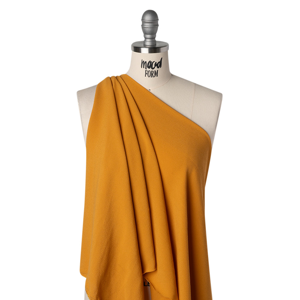Rayon Blend Ghost Crepe by The Reformation - Golden Mustard Yellow - Deadstock - Drape
