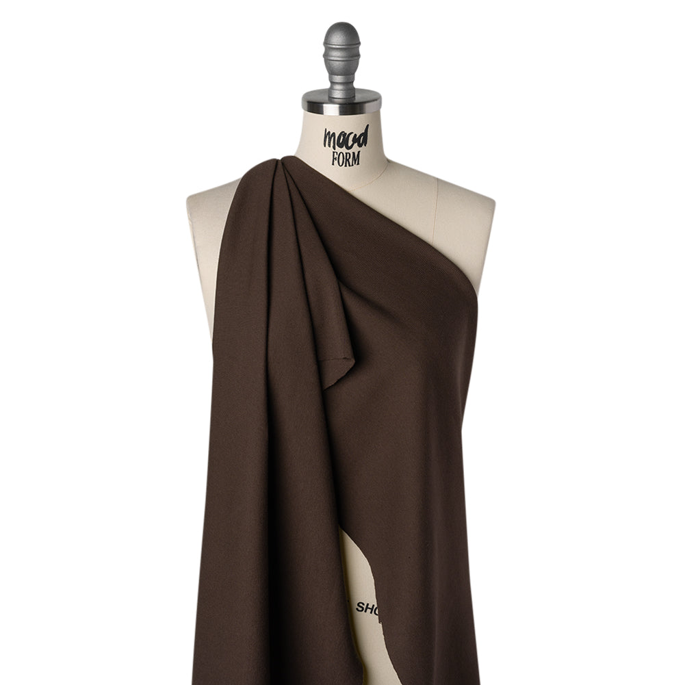 Stretch Tencel Rib Knit - Chocolate Brown - Designer Deadstock - Drape