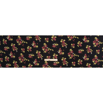 Sustainable Viscose Crepe Print by The Reformation - Black and Sangria Purple Grapes Illustration - Deadstock