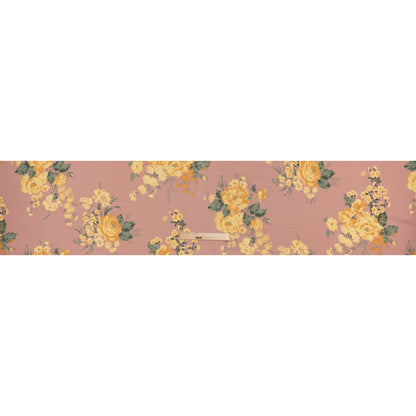 Viscose Georgette Print by The Reformation - Dusty Pink, Light Pastel Yellow and Golden Orange Floral - Deadstock