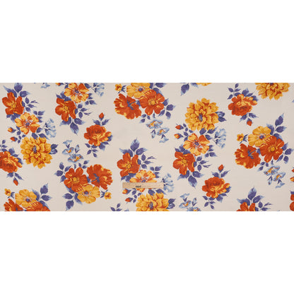 Viscose Georgette Print by The Reformation - Burnt Autumn Orange, Cornflower Yellow and Ripe Plum Purple Floral - Deadstock