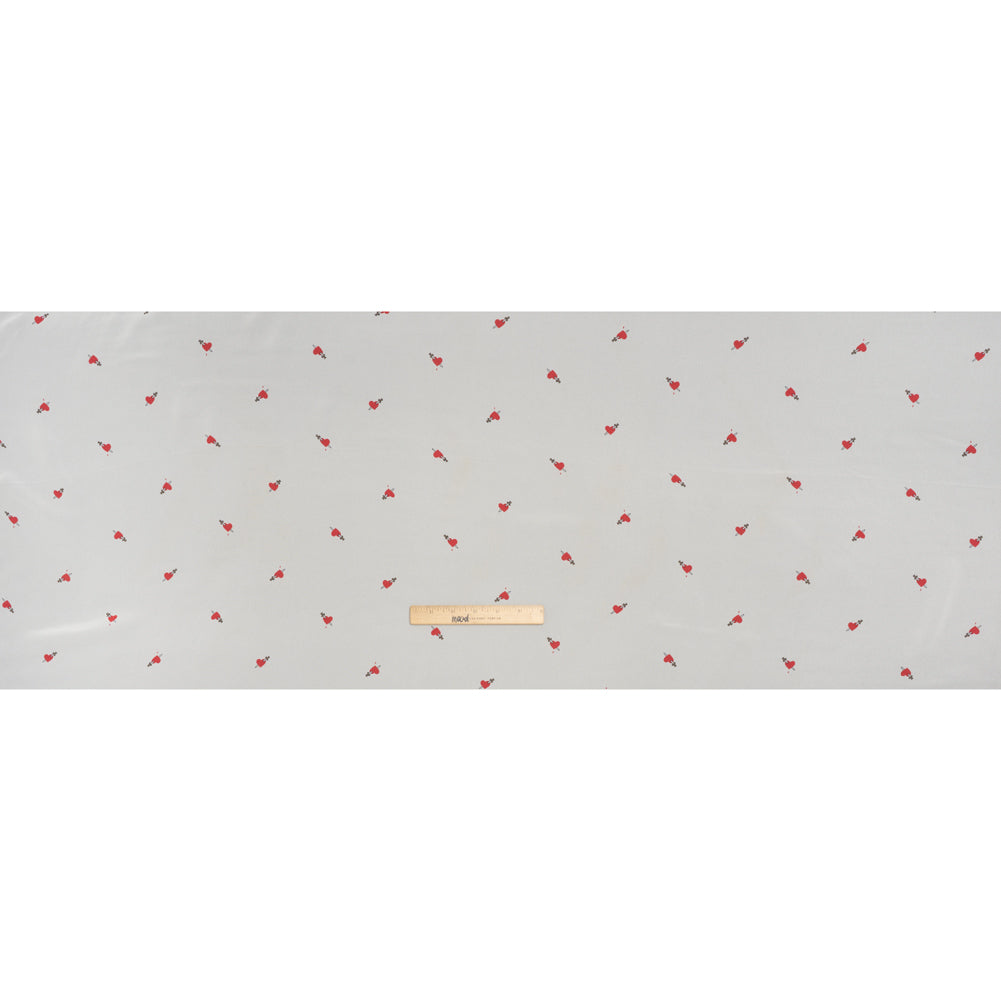 Viscose Georgette Print - Lipstick Red and Cream Dagger in Heart Graphic - Designer Deadstock - Full