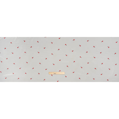 Viscose Georgette Print - Lipstick Red and Cream Dagger in Heart Graphic - Designer Deadstock