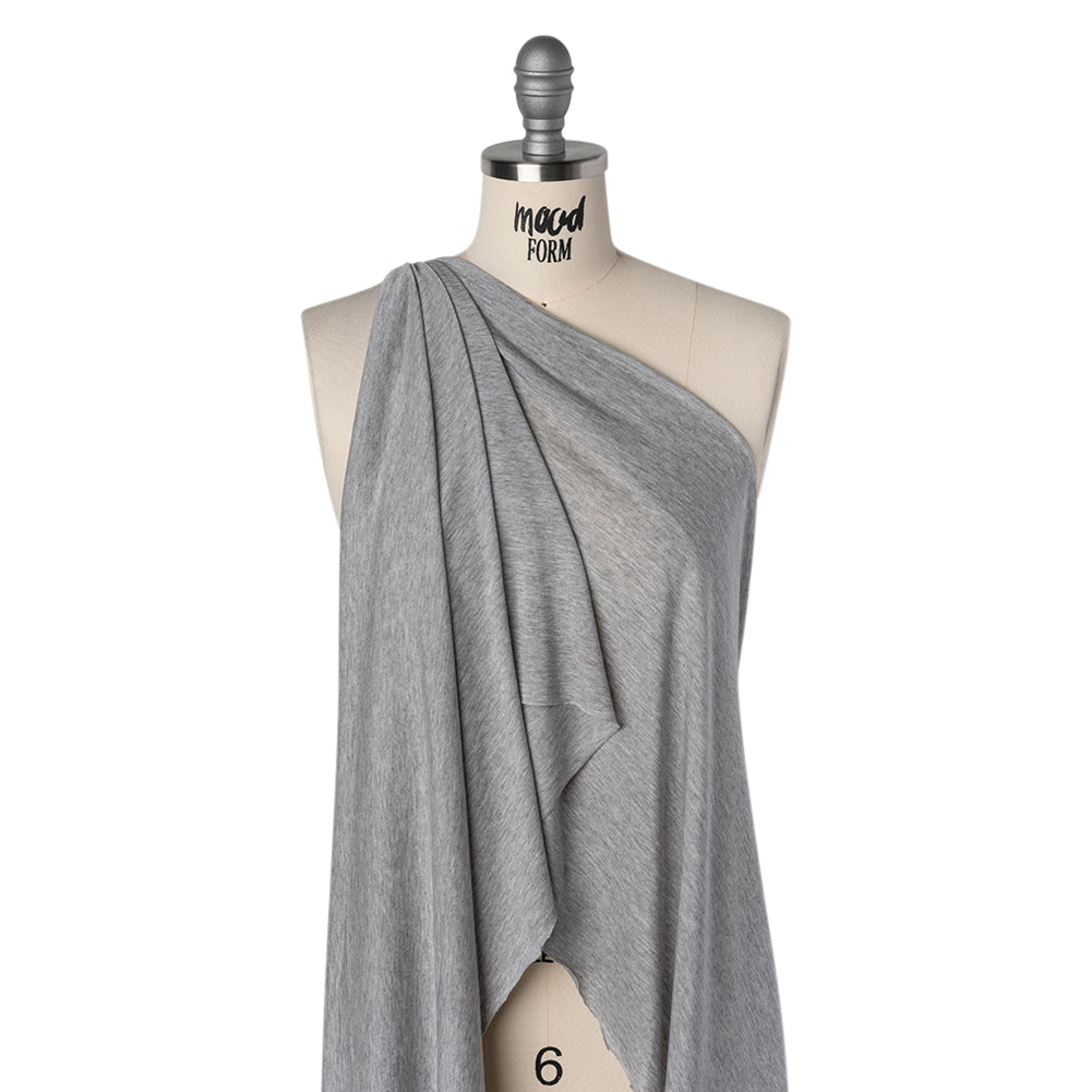 Tencel Jersey Knit - Heather Gray - Designer Deadstock - Drape