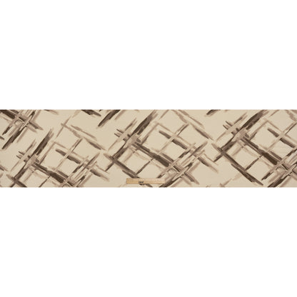 Viscose Georgette Print - Light Beige and Coffee Brown Painterly Criss Cross Lines - Designer Deadstock