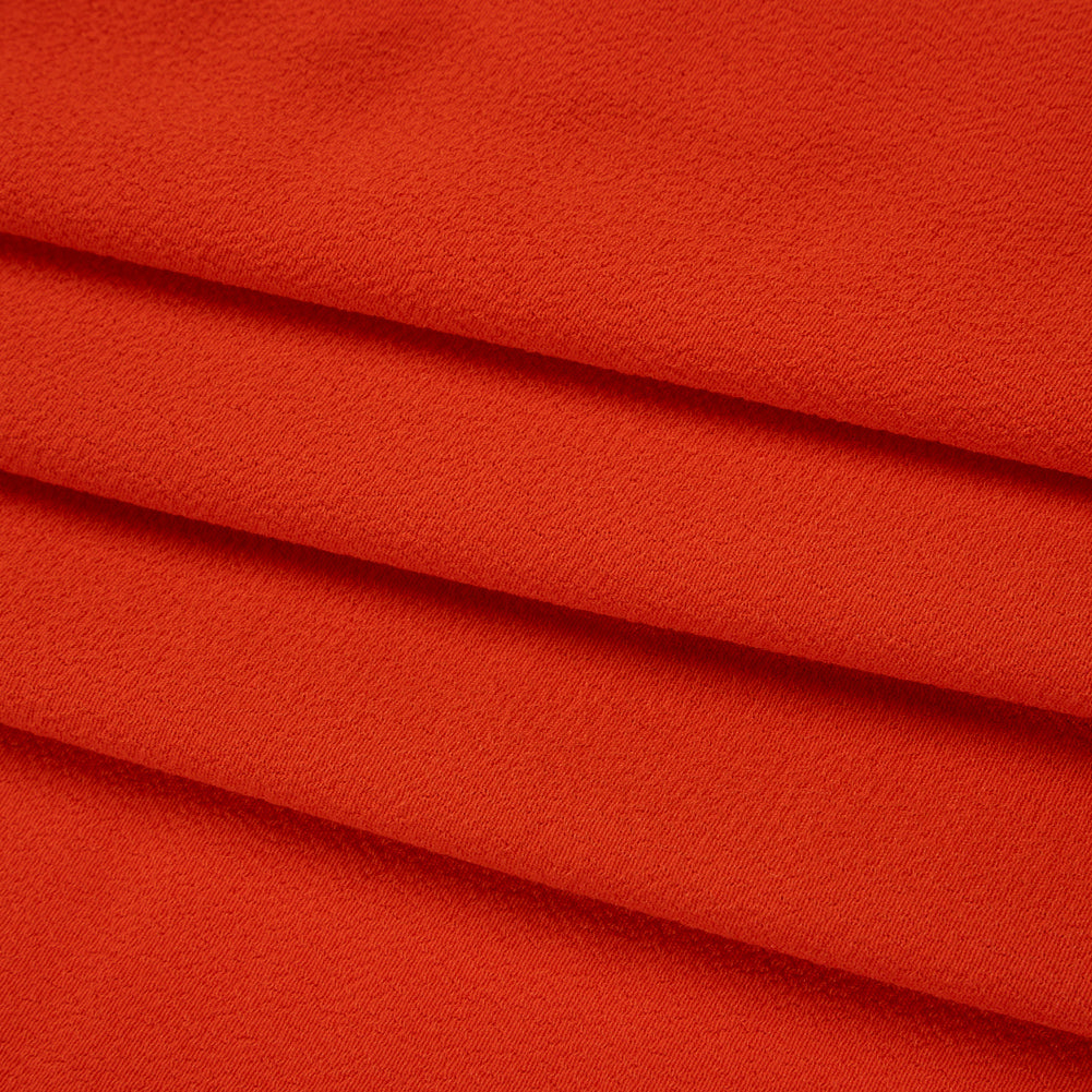 Rayon Blend Ghost Crepe - Vivid Red Orange - Designer Deadstock - Folded