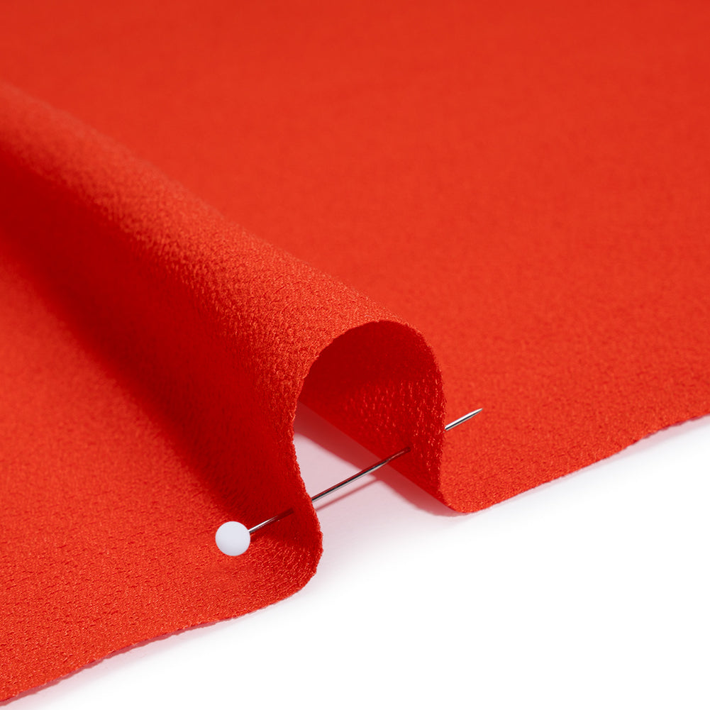 Rayon Blend Ghost Crepe - Vivid Red Orange - Designer Deadstock - Detail