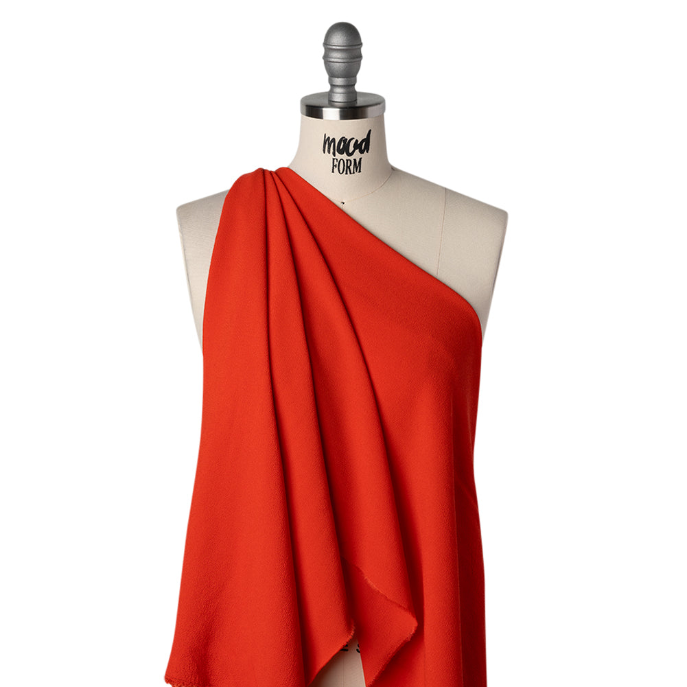Rayon Blend Ghost Crepe - Vivid Red Orange - Designer Deadstock - Drape
