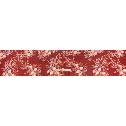 Viscose Georgette Print by The Reformation - Ruby Red, Salmon Pink and Off White Floral - Deadstock