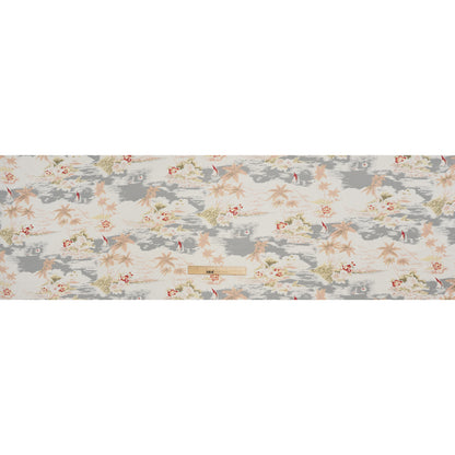 Viscose Georgette Print - Pale Pink, Cloudy Gray and Soft Butter Yellow Tropical Beach Illustration - Designer Deadstock