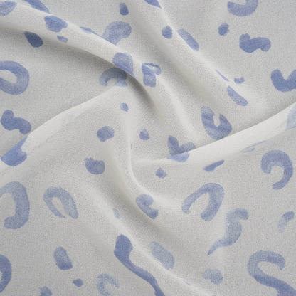 Viscose Georgette Print by The Reformation - Lilac Blue and Off White Painterly Doodles - Deadstock
