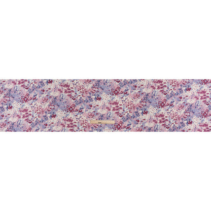 Sustainable Viscose Crepe Print - Blush Pink, Burgundy Red and Lilac Purple Painterly Abstract Floral - Designer Deadstock