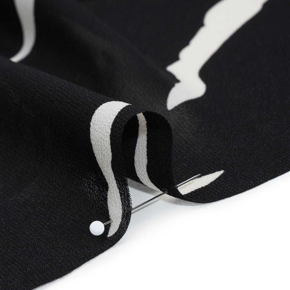 Viscose Georgette Print by The Reformation - Black and Off White Abstract Zebra Stripes - Deadstock - Detail