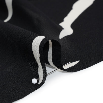 Viscose Georgette Print by The Reformation - Black and Off White Abstract Zebra Stripes - Deadstock