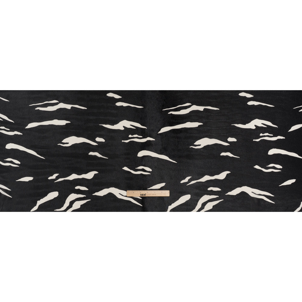 Viscose Georgette Print by The Reformation - Black and Off White Abstract Zebra Stripes - Deadstock - Full