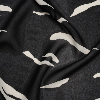 Viscose Georgette Print by The Reformation - Black and Off White Abstract Zebra Stripes - Deadstock