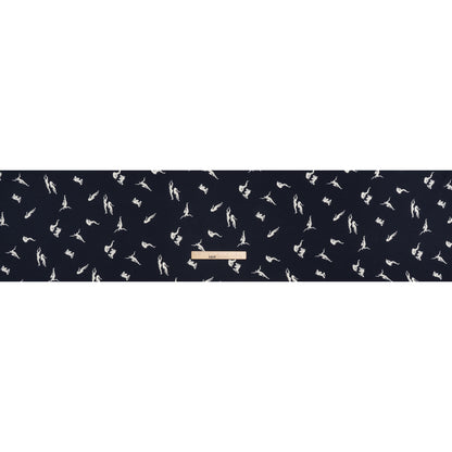 Sustainable Viscose Crepe Print - Dark Navy and White Human Figures Illustration - Designer Deadstock
