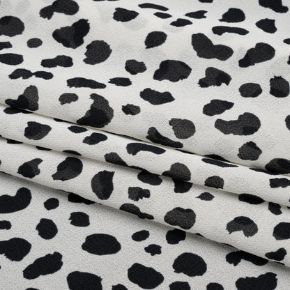 Viscose Georgette Print by The Reformation - Black and Off White Painterly Cheetah Spots - Deadstock
