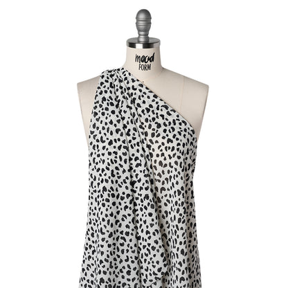 Viscose Georgette Print by The Reformation - Black and Off White Painterly Cheetah Spots - Deadstock