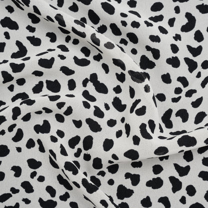 Viscose Georgette Print by The Reformation - Black and Off White Painterly Cheetah Spots - Deadstock