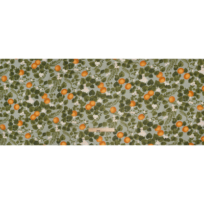 Viscose Georgette Print - Dark Orange, Sage Green and White Floral and Oranges - Designer Deadstock