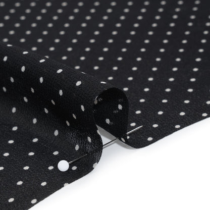 Viscose Georgette Print - Ink Black and Cream Swiss Dots - Designer Deadstock