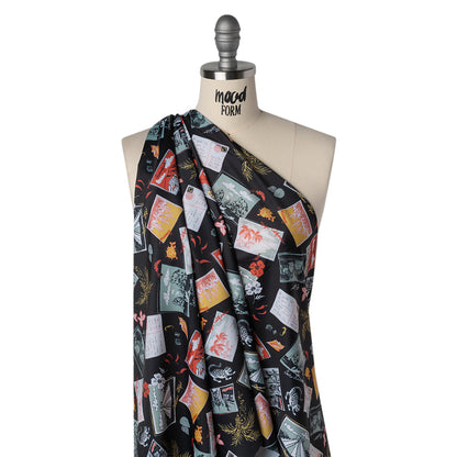 Stretch Econyl Nylon Jersey Print by The Reformation - Love Red, Jade Green and Black Postcard Illustration - Deadstock