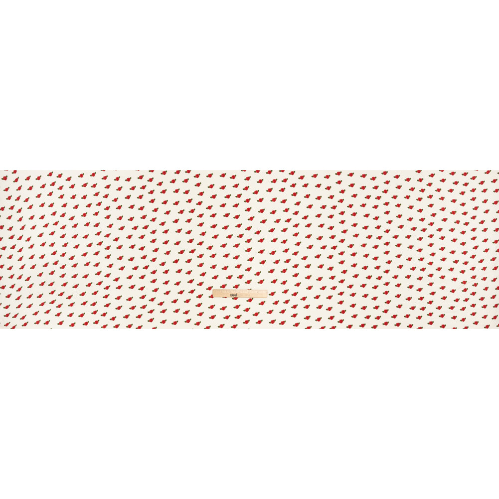 Sustainable Viscose Crepe Print by The Reformation - Ruby Red and Cream Rose Floral - Deadstock