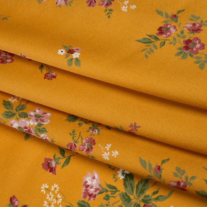 Silk Charmeuse Print by The Reformation - Harvest Gold Yellow, Blush Pink and Soft Red Floral - Deadstock
