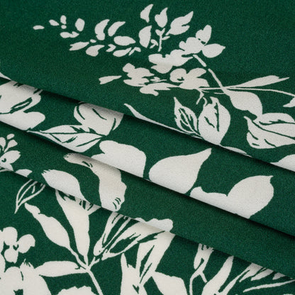 Sustainable Viscose Crepe Print by The Reformation - Dark Emerald Green Tropical Floral - Deadstock