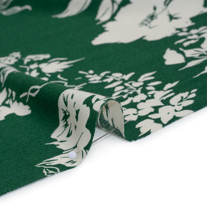 Sustainable Viscose Crepe Print by The Reformation - Dark Emerald Green Tropical Floral - Deadstock