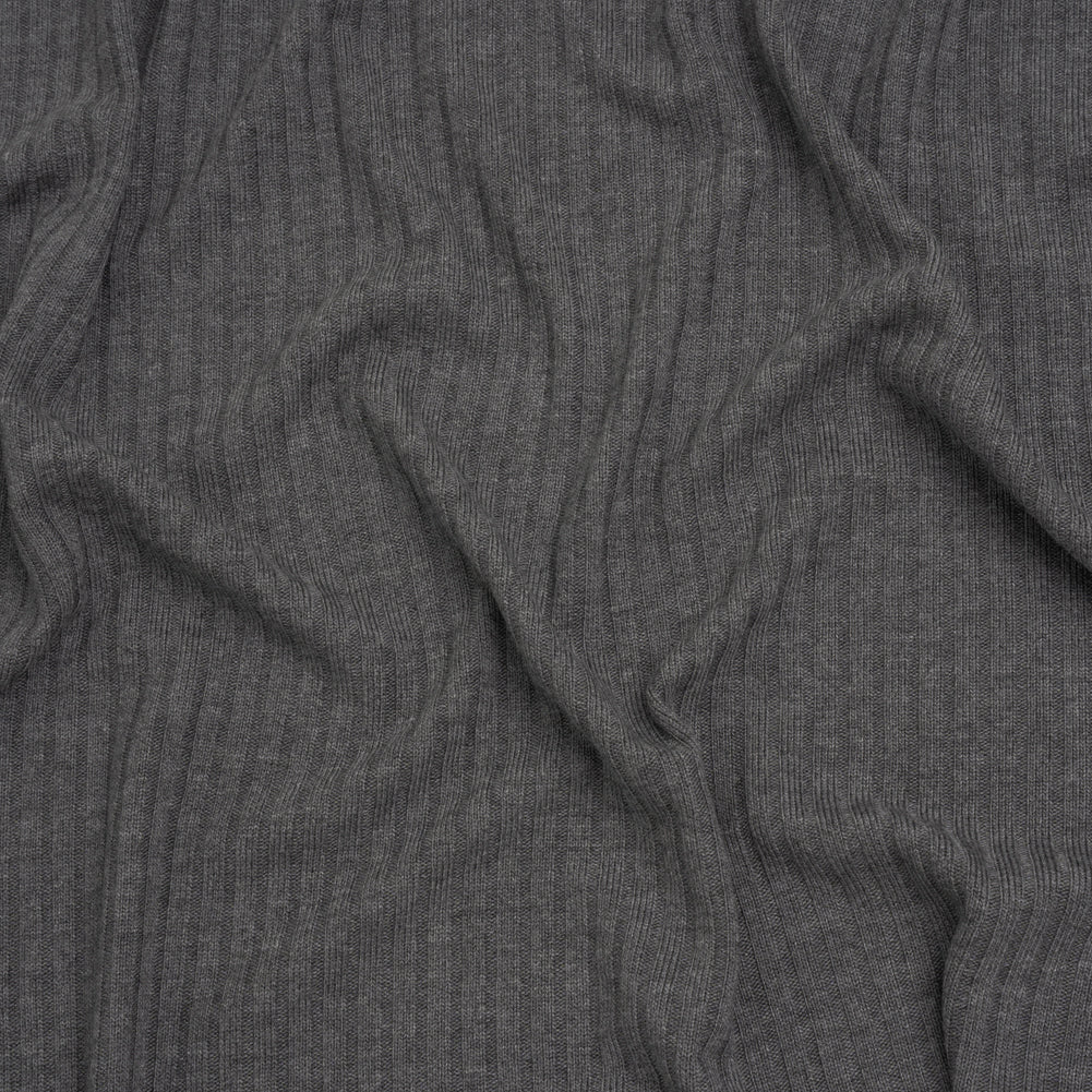 Stretch Tencel Rib Knit - Smokey Gray - Designer Deadstock