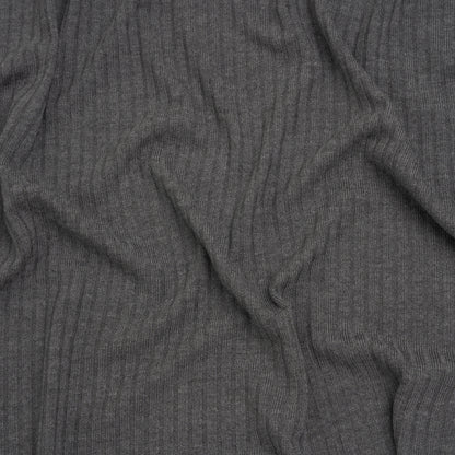 Stretch Tencel Rib Knit - Smokey Gray - Designer Deadstock